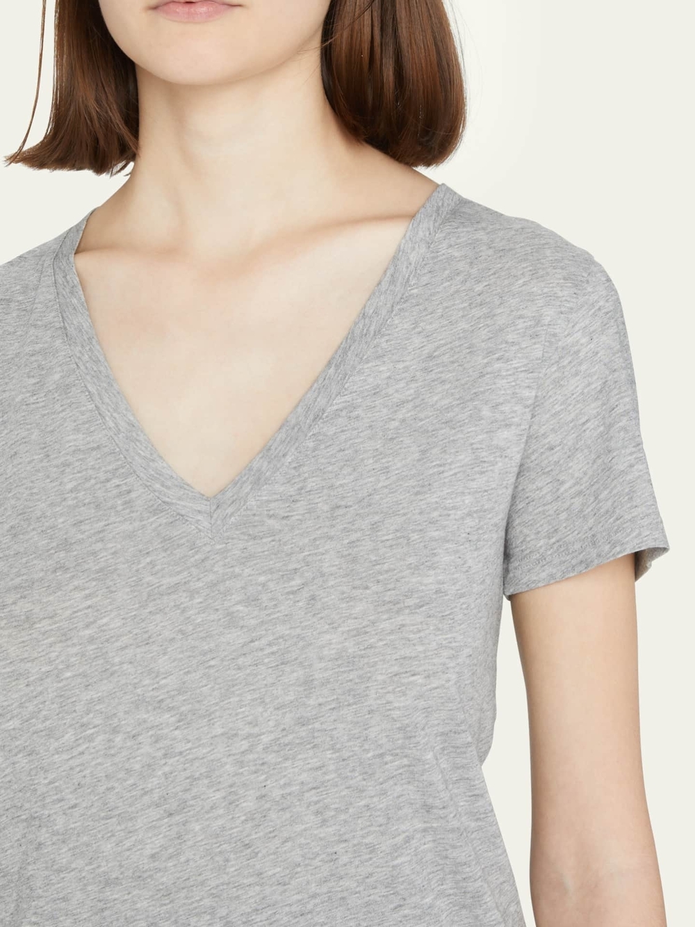 Vince Heather Gray V-Neck Short Sleeve Tee